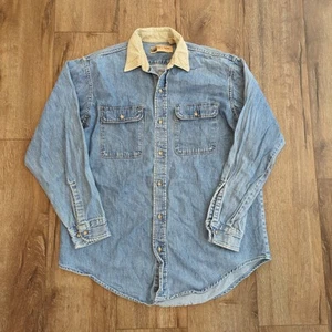 VTG Big Mac Men's Large Denim Button Up Shirt Corduroy Collar Western Cowboy - Picture 1 of 9