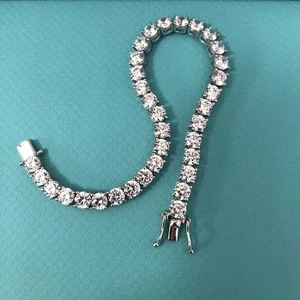 10CT Round Lab Created Diamond Tennis Bracelet 14k White Gold Plated 7.5" Inch - Picture 1 of 2
