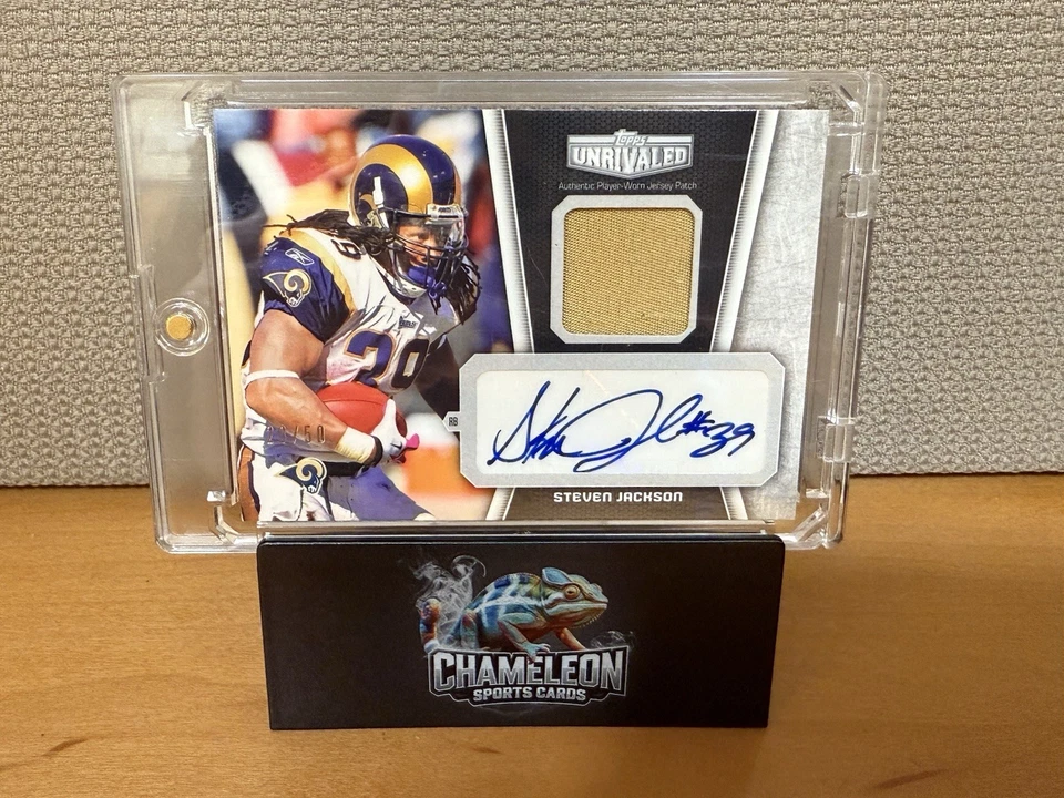 2010 Topps Unrivaled Steven Jackson Patch Relic Auto /50 Rams  - Image 1 of 2
