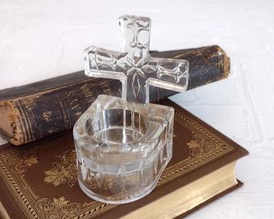 Clear Glass Cross Votive Tea Light Candle Holder Religious Decor Christian Gift - Image 1 of 4