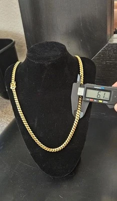 Collar de cadena cubana Miami de 6 mm de oro vermeil de 24 pulgadas Foto 1 de 4