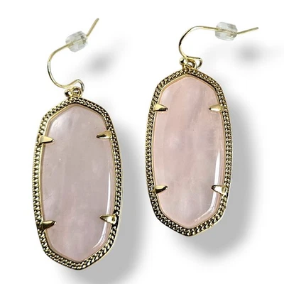 Pendientes colgantes Kendra Scott Elle enchapados en oro tono cuarzo rosa piedras preciosas rosa 1,85" Foto 1 de 4