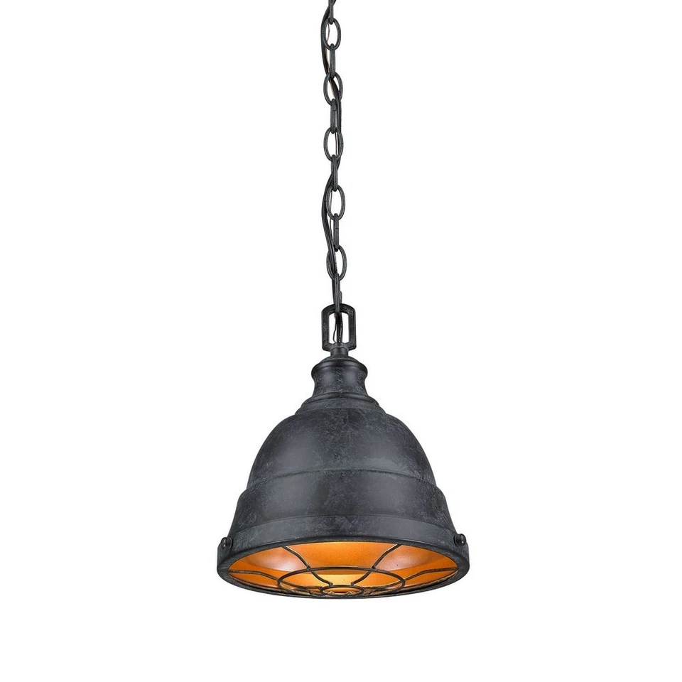 Golden Lighting Bartlett 1 Light Mini Pendant in Black Patina 7312-s-bp