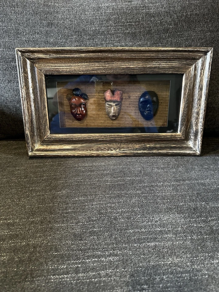 Tribal Masks Wall Art Shadow Box 15 “ X 8.5 “ 3D Dennis East 2001 - Image 1 of 4