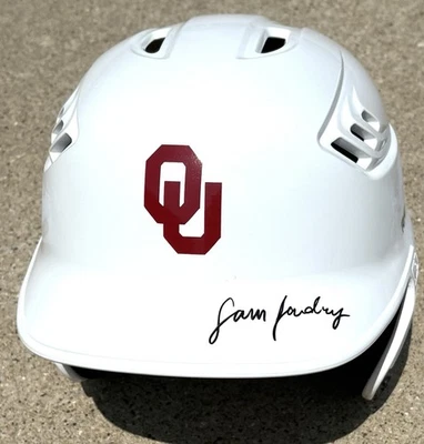 OKLAHOMA SOONERS Sam Landry SIGNED Softball Batting Helmet JSA COA - Image 1 of 3