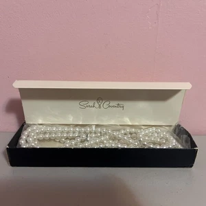 NEW VTG Sarah Coventry 88” Strand Of White Faux Pearls Necklace - Picture 1 of 6