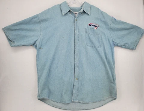 Rusty Wallace Chase Authentics Vintage Denim Short Sleeve Shirt - Size XL - Blue Cover