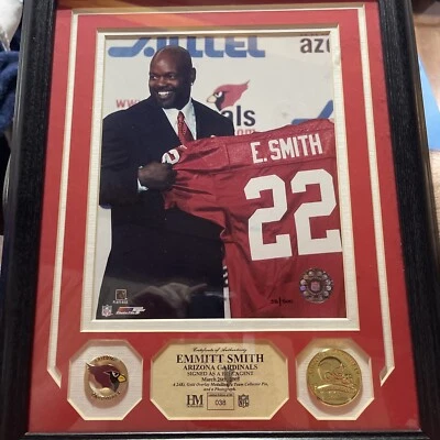 Foto de Emmitt Smith y moneda superpuesta de oro de 24 quilates #038 de 500 Highland Mint Cardinals Foto 1 de 4