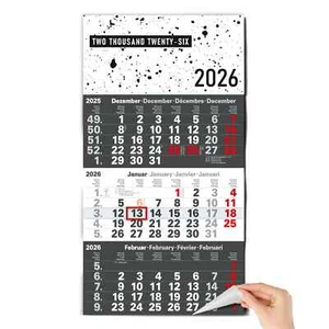 3 Monatskalender 2026 Design Wandkalender Datumsschieber Monatskalender - Bild 1 von 8
