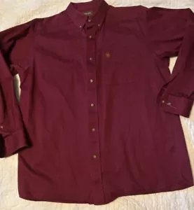 Herrenhemd Ariat Button Down Large Burgunderrot Polierte Baumwolle - Bild 1 von 9