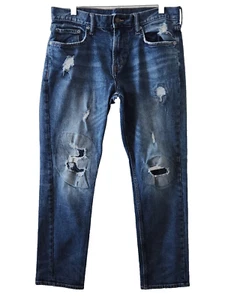 Old Navy Jeans 33x30 Slim Built In Flex Tough Blue Denim Distressed Men's - Picture 1 of 5