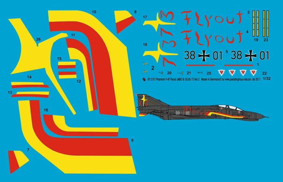Peddinghaus-Decals 1/32 2157 Phantom F-4F Flyout Jabo 35 / Jg 73 Scatola Cavallo - Immagine 1 di 1