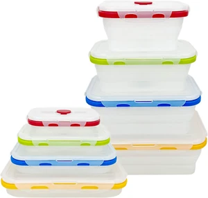 Collapsible Food Storage Containers with Lids, Reusable Silicone Food Containers - Picture 1 of 7
