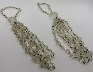 2 Cravatte per tende vintage trasparenti lucite acriliche con perline tiranti posteriori funky retrò - Foto 1 di 19
