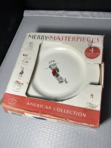 Merry Masterpieces Vintage Humorous Christmas Dessert Plates – Set of 4 (D8) - Picture 1 of 2