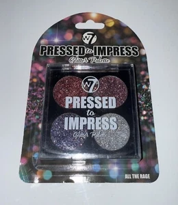 W7 Cosmetics Pressed to Impress 4-Piece Glitter Palette - All the Rage - Picture 1 of 2