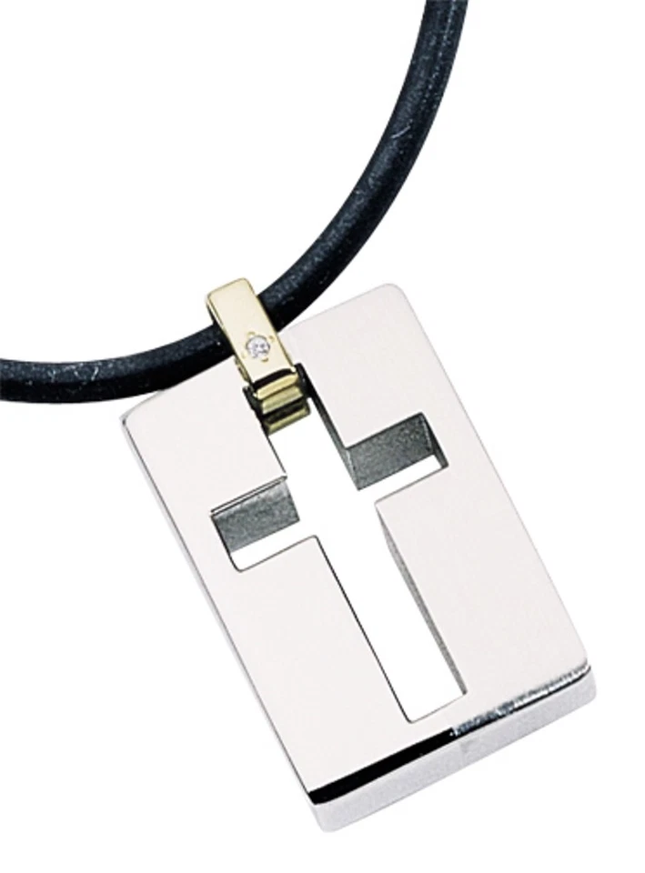 Colgante Cruz Dolan Bullock Dallas con Diamante, Acero Inoxidable y Oro 18K Foto 1 de 1