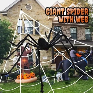5FT Hairy Giant Spider+Web Halloween Prop Haunted House Party in/Outdoor Decor - Picture 1 of 12