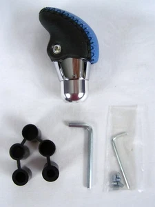 APC Shift Knob for Manual Trans Blue Black Leather Universal W/ Adapters Screws - Picture 1 of 7