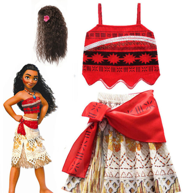 Fantasia Moana Princesa Havaiana Fantasia Cosplay Vestido & Colar