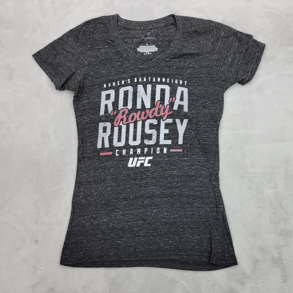UFC Shirt Women Medium Grey Heather Tri-Blend Crewneck Rowdy Ronda Rousey Junior - Image 1 of 4