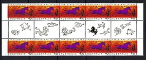 MINT 2002 CHRISTMAS ISLAND LUNAR YEAR OF THE HORSE STAMP GUTTER BLOCK OF 10 - Picture 1 of 1