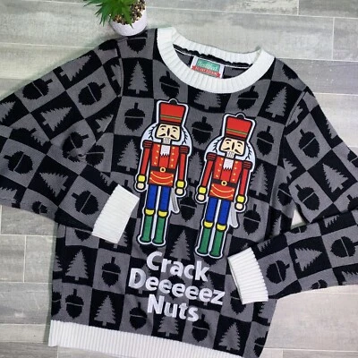 Suéter Feo Navidad Cascanueces Festificado Crack Deez Nueces Divertido Hombres Grande Lana Foto 1 de 4