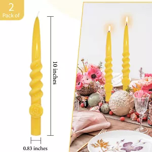 100% Nature Beeswax Candles set of 2 Wedding Party Decor Dinner Taper Candles - Imagen 1 de 26