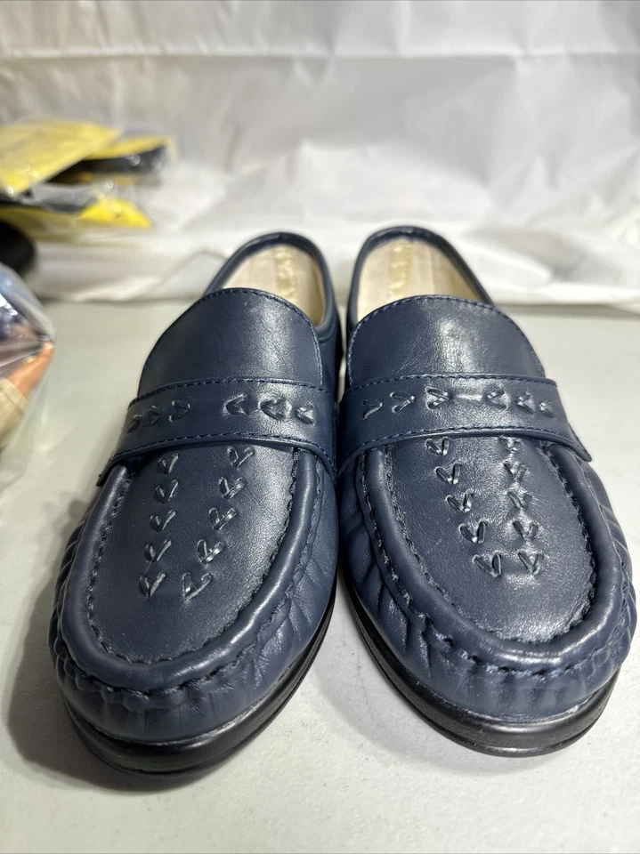 Mocassim de couro Soft Spots 5,5ww azul forrado - Imagem 1 de 4