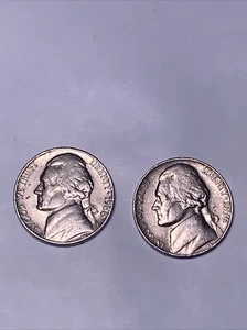 1966 jefferson nickel NO MINT MARK CIRCULATED Lot Of 2 - Picture 1 of 2