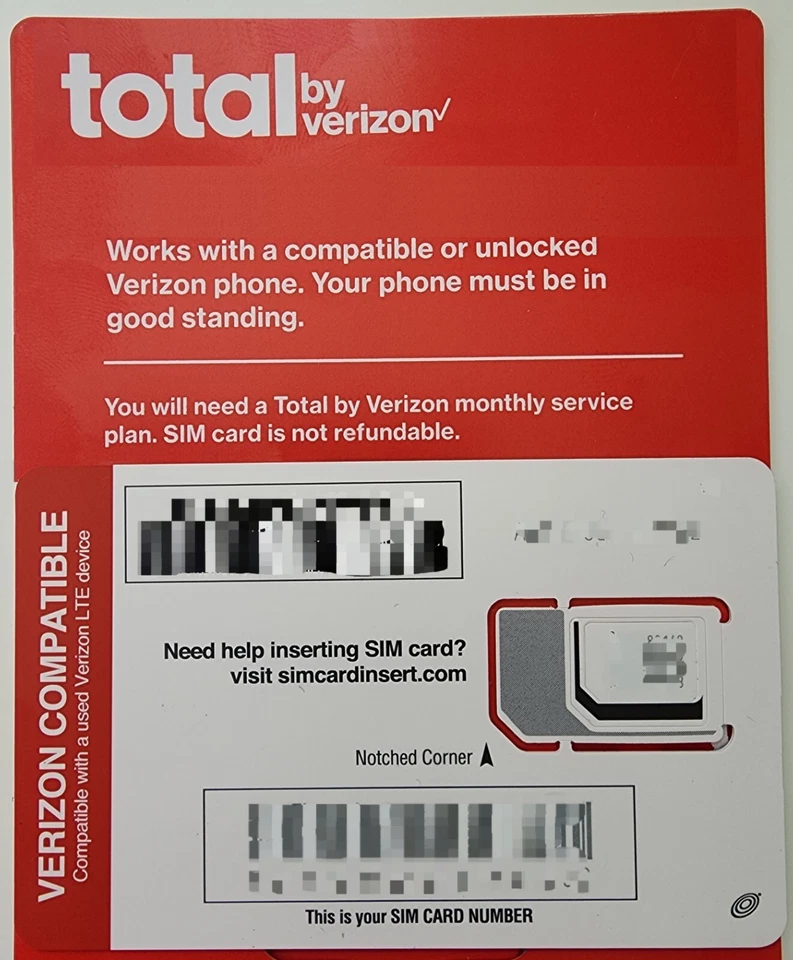 Total Wireless SIM card • Verizon Samsung Galaxy S20 Ultra 5G S20FE S20 Plus - Image 1 of 1