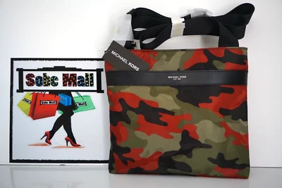 Michael Kors Men’s Kent Camo Spice Orange Medium Flat Crossbody Bag - Image 1 of 4