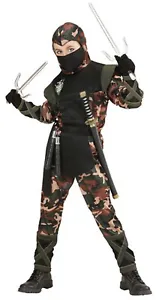 Boys Ninja Army Soldier Fancy Dress Costume Outfit Samurai Warrior Age 5-13 - Picture 1 of 1