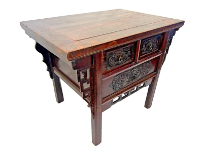 Antiguo aparador chino buffet mesa alter cajones tallados espiga juntas de mortaja Foto 1 de 4