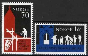 C8 Noruega 1971, NK 674-75, Diócesis de Oslo MNH, SC #576-77, MI 627-28. - Imagen 1 de 1