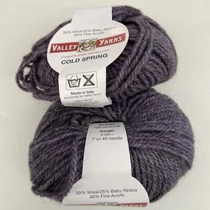 Valley Yarn Cold Spring Lot Of 2 9 Purple Heather Wool Alpaca Blend 50g - Picture 1 of 8