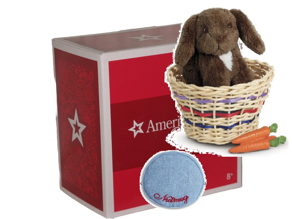 American Girl RARE VHTF Julie Classic Pet Bunny Nutmeg Basket Carrots 4pc