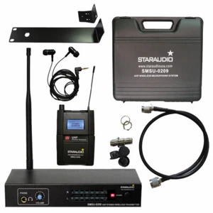 Sistema inalámbrico de monitor personal estéreo intrauditivo auriculares micrófono UHF micrófono de solapa - Imagen 1 de 12