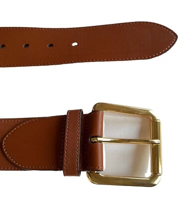 Cinturón para mujer Ralph Lauren de cuero de 2" de ancho Lauren bronceado con hebilla enrollable $115 S/32" Foto 1 de 4