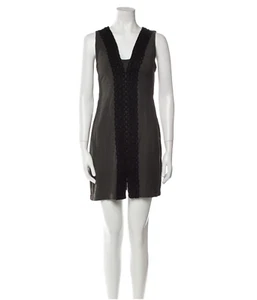 Love Moschino Sleeveless Gray Black Embroidered V-neck Shift Dress XS S - Picture 1 of 7