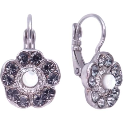 Pendientes de plata Mariana Ice Queen gris oscuro y flor de cabujón transparente 1154 nuevos con etiquetas Foto 1 de 3