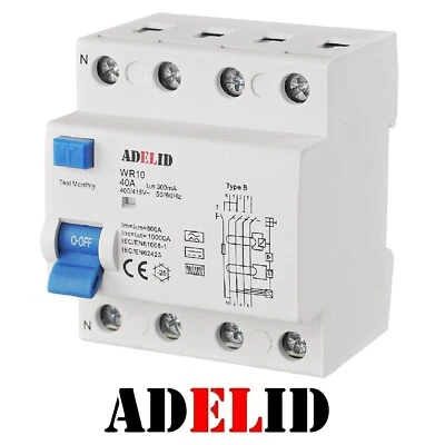 ADELID® Wallbox Fehlerstromschutzschalter FI Typ B E-Auto 40A 300mA Allstromsensitiv RCD
