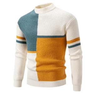 Men's Half Turtleneck Pullover Knitted Sweater - Picture 1 of 39