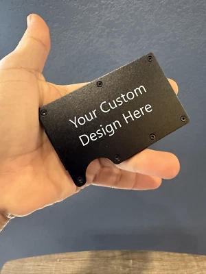 Tu billetera delgada de metal y aluminio con diseño personalizado grabada RFID EDC Foto 1 de 4
