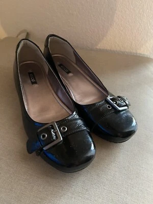 Туфли без застежек ECCO Abelone размер 40 США 9–9,5 комфортная черная лакированная кожа с пряжкой - Изображение 1 из 4