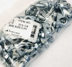 LOTE DE 28 CLIPS DE CABLE DE 1⁄4"" GALVANIZADOS - Imagen 1 de 5