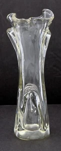 MCM Clear Art Glass Vase Jan Beranek Skrdlovice Czech Bohemia Sommerso 9" - Picture 1 of 9