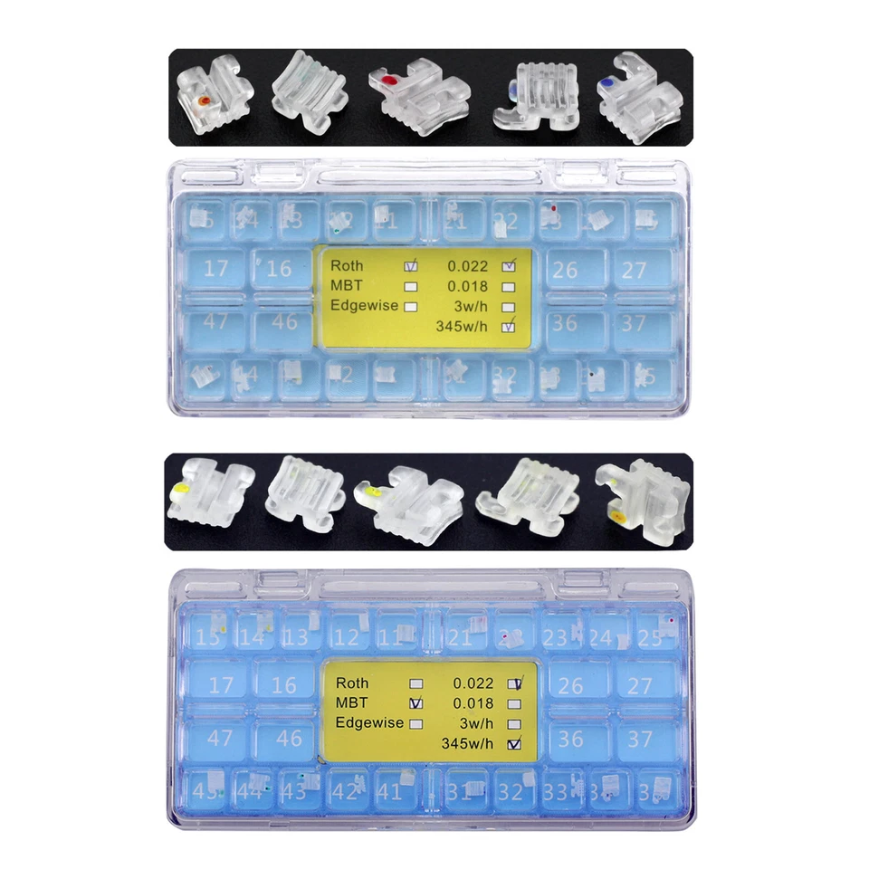 Brackets de ortodoncia soporte de cerámica color diente zafiro estético transparente Roth MBT Foto 1 de 4