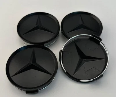 4PCS For Mercedes Benz Most Models Wheel Center Caps Emblem Black Rim Hub Cover - Изображение 1 из 4