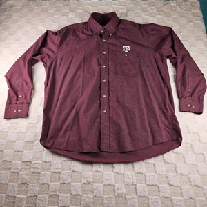 Texas A&M Aggies Antigua Maroon Checkered Button Up Long Sleeve Shirt Large - Picture 1 of 10